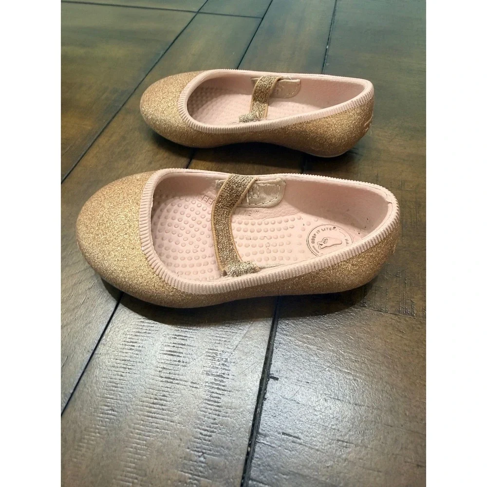 Native Shoes Juniper Bling Rose Gold Glitter Mary Jane Flats Kids Size C4